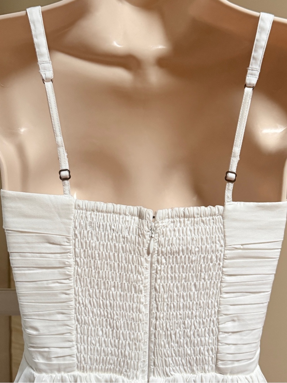 White Sleeveless Pleated Bodice Maxi Dress - Picture 4 of 4